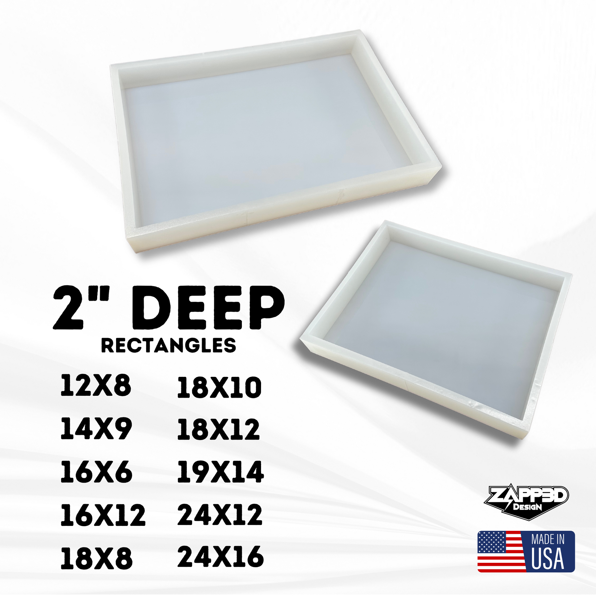 2" Deep Rectangle Silicone Molds | 10 Sizes |